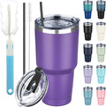 30 oz Tumbler with Lids and Straws, Stainless Steel Insulated Coffee Tumbler by GUDEMAO