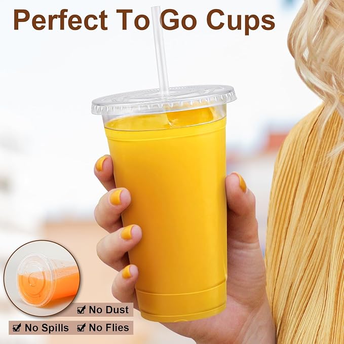 Lamosi 100 Pack 24 oz Plastic Coffee Cups - Image 4