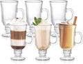 ZENFUN Set of 6 Irish Coffee Mugs, 8 Oz Glass Footed Espresso Cups by ZENFUN