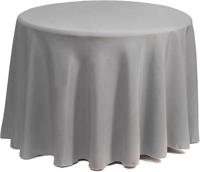 Gee Di Moda Round Tablecloth - 120 Inch Charcoal Round Table Cloth for 60 to 96 Inch Round Tables - Heavy Duty Washable Fabric - for Buffet Table, Holiday Party, Dinner, Wedding & Baby Shower