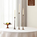 Set of 3 Candle Stick Holders, Iron Antique Gold Candlestick Holders, Fits 3/4 inch Thick Candles, Tapered Candle Holders Tall Set for Dining Table, Wedding, Home Decoration