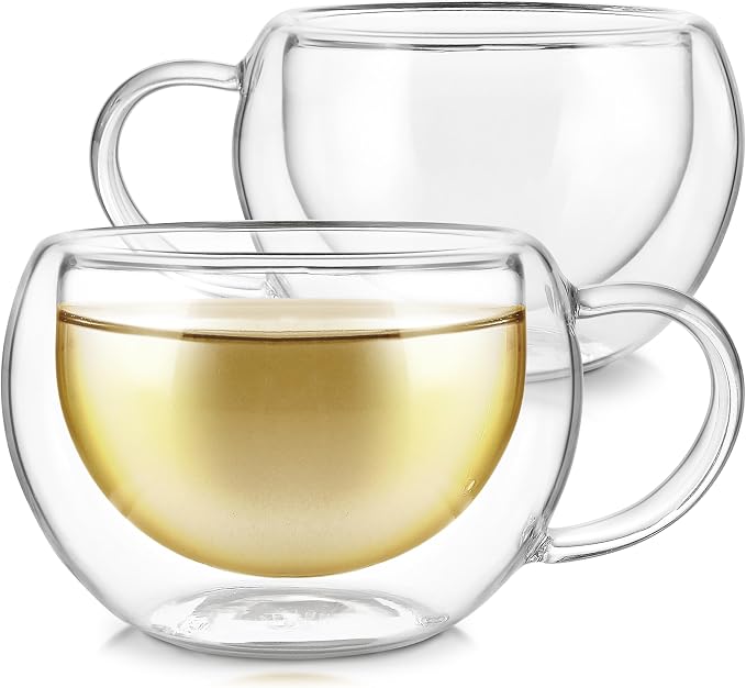 Teabloom Modern Classic Insulated Cups – 6 oz / 200 ml – Set of 2 Double Walled by Teabloom