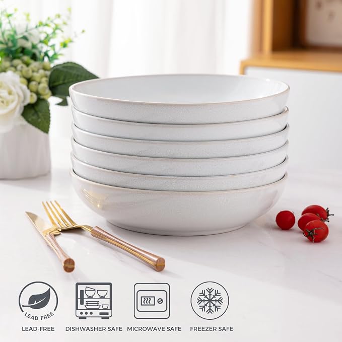 AmorArc 8.5'' Large Ceramic Pasta Bowls, 36oz Stoneware Pasta Serving Bowls Set - Image 6