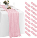 16 Pack Light Pink Cheesecloth Table Runners 20x120 Inch Gauze Table Runner by Yorcari