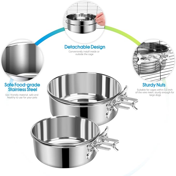 2 Pcs Medium Dog Food Water Bowl - Image 5