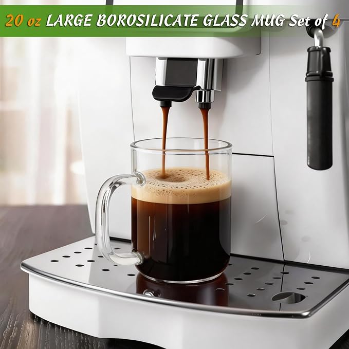 DRASTAR Glass Coffee Mugs, 20 oz Clear Coffee Cups, Coffee Mug - Image 6