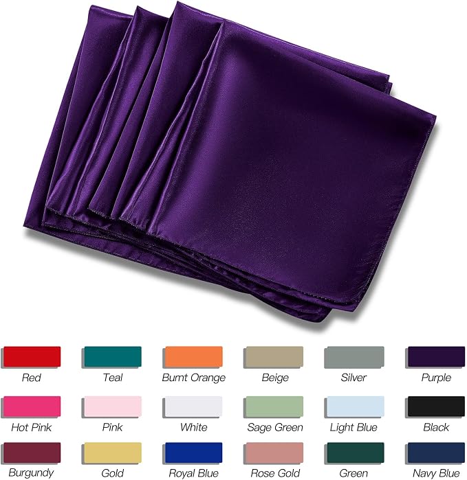 P Pothuiny 12 Pcs Purple Satin Napkins 17 x 17 Inch, Satin Cloth Napkins | - Image 6