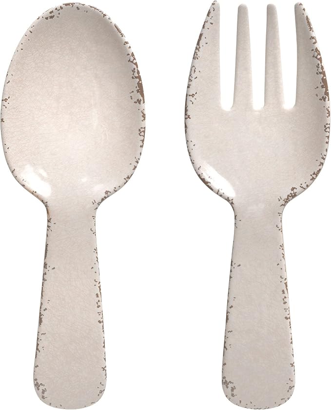 Crackle Melamine Salad Servers, Serving Utensil Set, Includes Serving Fork and by SupremeHousewares