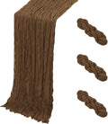 3 Pack Brown Cheesecloth Table Runner, 17 x 108 Inch, Gauze Cheese Cloth Table by Yorcari