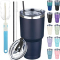 30 oz Tumbler with Lids and Straws, Stainless Steel Insulated Coffee Tumbler by GUDEMAO