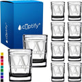 Personalized Glasses Split Script Initial and Name Set of 10 2oz Black Bottom Etched Square Shot Glass Engraved with Custom Text Birthday Gift for Men and Women