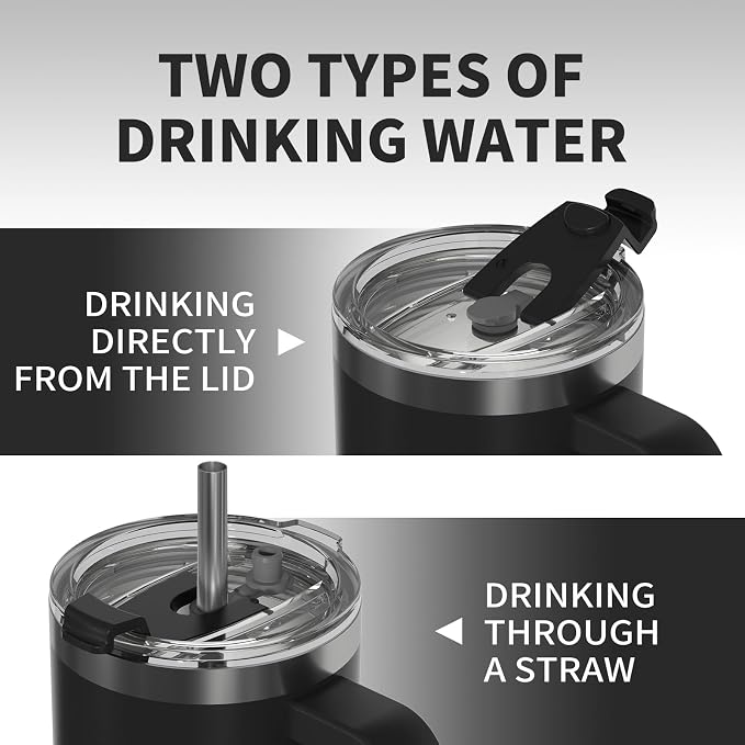 40 oz Tumbler with Handle, Tumbler with Lid and Straw, Double Wall Insulated - Image 4