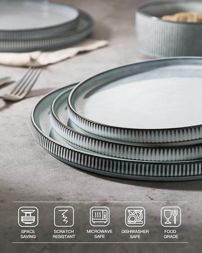 famiware Star Salad Plates for 6, 8 inches Plate Set, Stoneware Dinnerware - Image 4