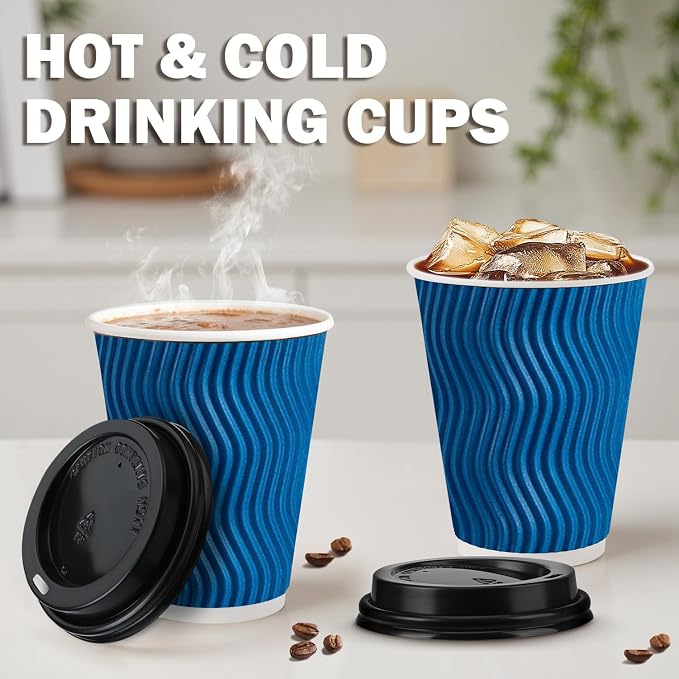 100 Pack 10 oz Insulated Disposable Paper Coffee Cups - Image 6