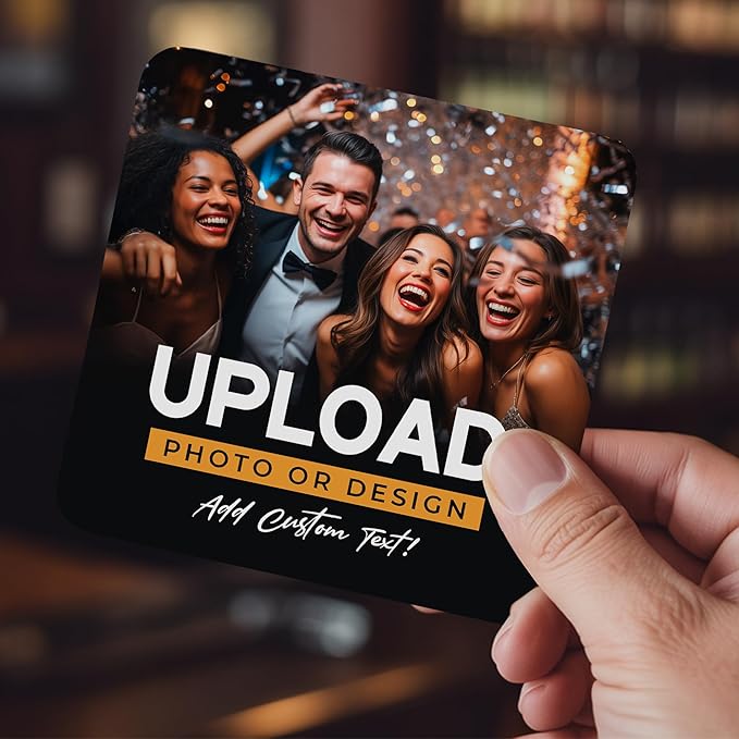 100 Pack Personalized Drink Coasters, Custom Cardboard Coasters with Photo and Text, Design Your Own Coaster for Events, Parties, Bars, and Unique Gifts, 3.95" Round