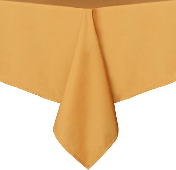 sancua Rectangle Tablecloth - 60 x 60 Inch - Stain and Wrinkle Resistant Washable Polyester Table Cloth, Decorative Fabric Table Cover for Dining Tables, Buffet Parties and Camping, Gold