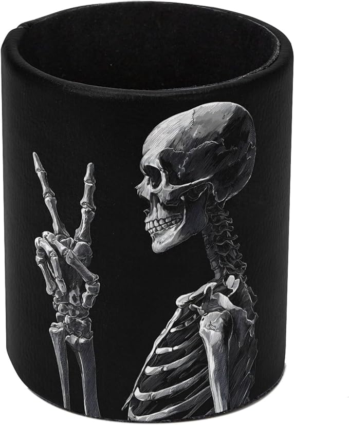 Cool Skeleton Leather Pen Holder by Unknown