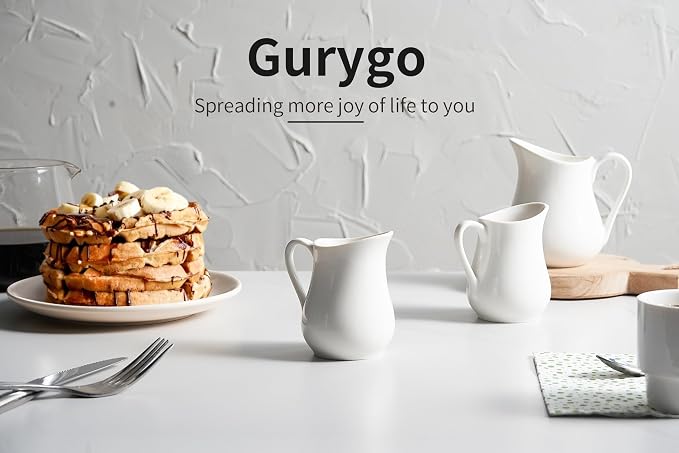 Gurygo 2 Oz Creamer with Handle, Small Classic White Fine Porcelain Creamer - Image 9