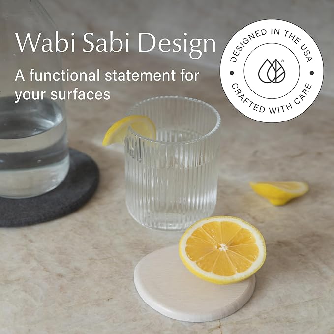 Dorai Home Stone Coaster Set – 4 Absorbent Diatomite Coasters for Instant Drying, Modern Design, Sandstone