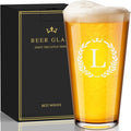Personalized Beer Glasses Gifts for Men, 16 oz Pint Glasses Monogrammed A-Z Drinking Glass Cups Customized Gift, Unique Christmas Anniversary Birthday Gifts for Men Him Dad Brother Husband Grandpa (L)