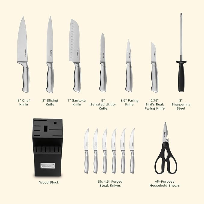 Cuisinart 15-Piece Stainless Steel Hollow Handle Block Set, C77SS-15PK | - Image 4