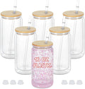16 Oz Plastic Snowglobe Tumbler, 6 Pack Pre-Drilled Double Wall Plastic Clear by Maucircol