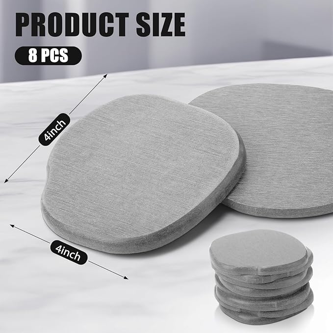 Diatomaceous Earth Coasters Set of 8，Cool Absorbent Quick-Dry Drink Coasters for Desks, Cute Modern Stone Design with Stylish White Aesthetic (8, Light Grey)