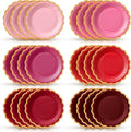 48 Pcs Valentine's Day Paper Plates 9 Inch Gradient Red Pink Scalloped Paper Plates Disposable Dinner Dessert for Valentine Anniversary Birthday Wedding Party Supplies, 6 Colors