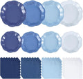 NatNarr Dusty Blue Party Plates And Napkins Set, 24 Guests, 4-Tone Gradient Blue by NatNarr