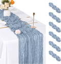 6 Pack Dusty Blue Cheesecloth Table Runner, 17 x 108 inch, Semi Sheer Boho by ACSUIT