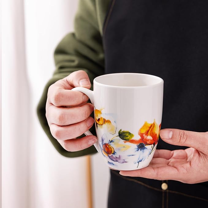 GBhome Floral Coffee Mugs Set of 6, 12 oz Ceramic Coffee Cups Set | Classic - Image 5