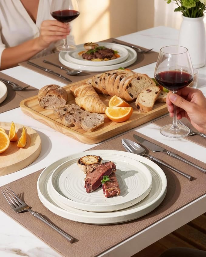 Stoneware Dinnerware Set for 8, Plates and Bowls - Image 3