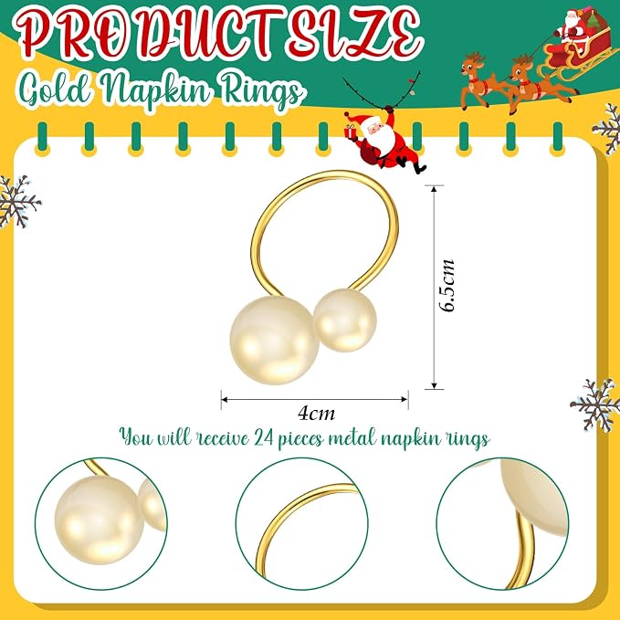 Sliner 100 Pcs Pearl Napkin Rings - Image 2