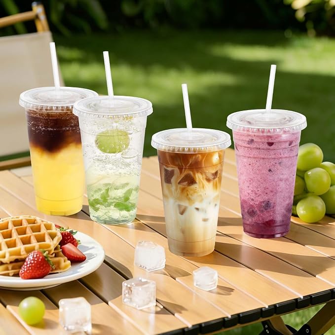 Clawsoff 50 Pack 20 oz Disposable Clear Plastic Cups - Image 5