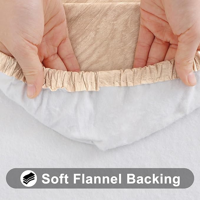 Smiry Rectangle Table Cloth Cover, Waterproof Elastic Fitted Picnic Tablecloth for 6 Foot Tables, Wipeable Flannel Backed Vinyl Tablecloths for Camping, Dining, Outdoor (Beige Wood, 30" x 72")