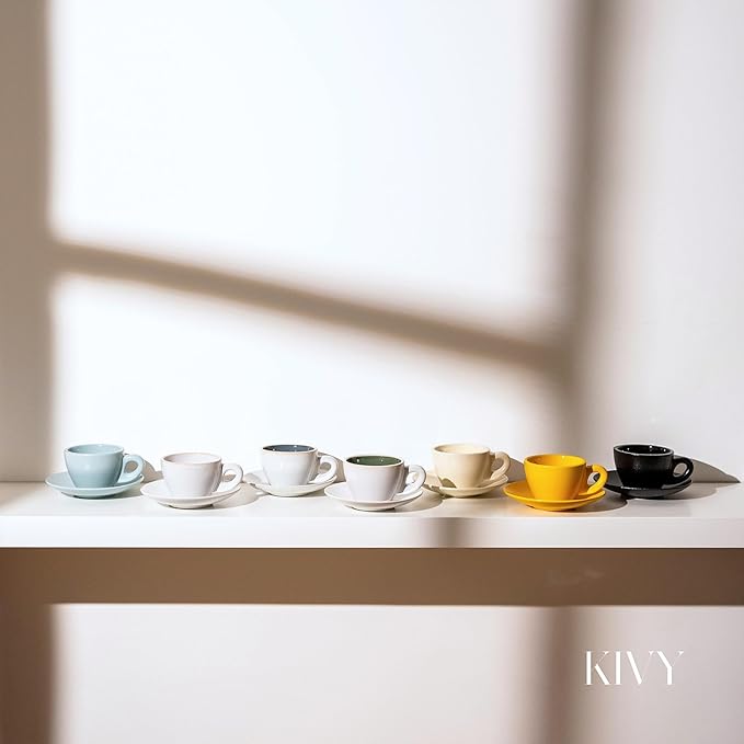 KIVY Espresso Cups Set of 4- Espresso Set Thick Walled Stoneware Espresso Cup - Image 7