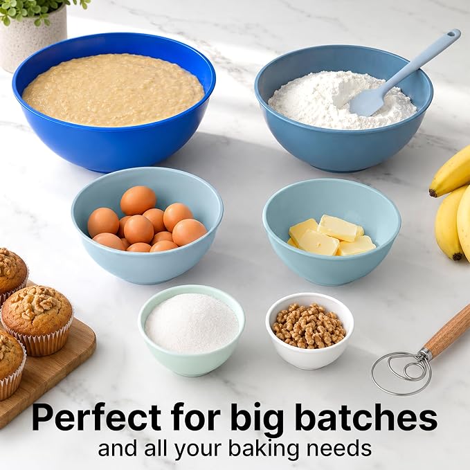 Zulay Kitchen 12 Piece Plastic Mixing Bowls - Image 4