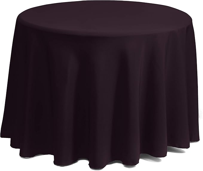 Gee Di Moda Round Tablecloth - 120 Inch Eggplant Round Table Cloth for 60 to 96 Inch Round Tables - Heavy Duty Washable Fabric - for Buffet Table, Holiday Party, Dinner, Wedding & Baby Shower