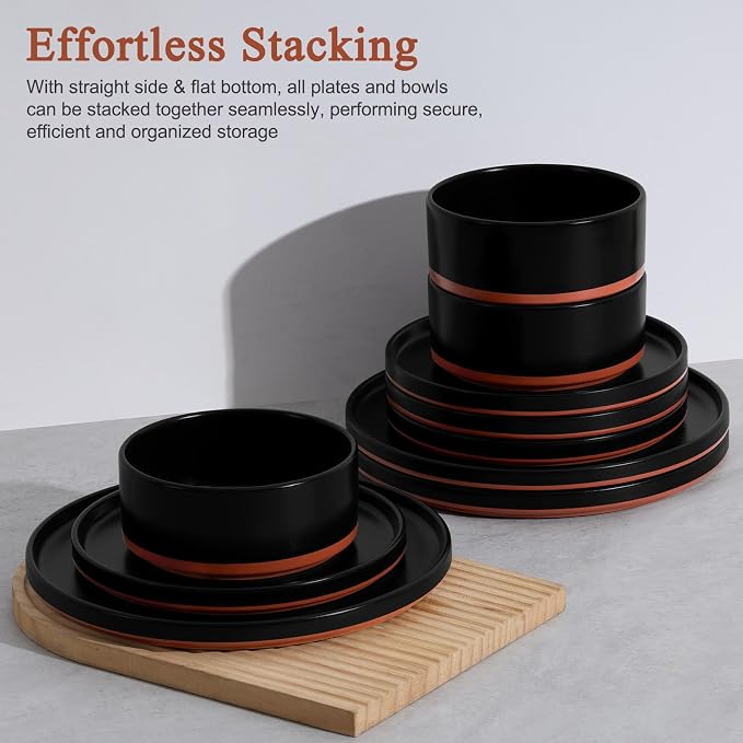 LIANYU 12 Pieces Porcelain Dinnerware Set, Dishes Set - Image 5