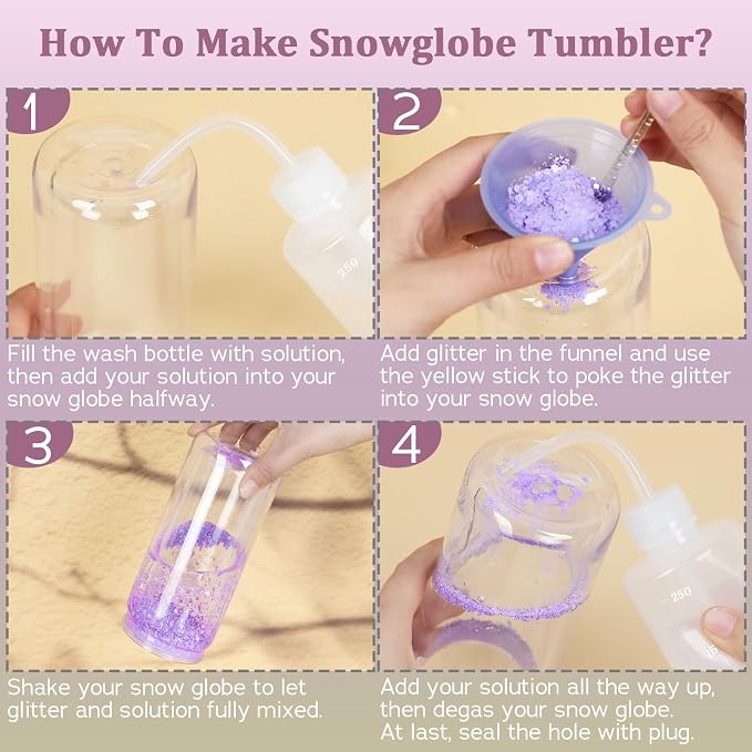Maucircol 15 Pack Acrylic Snow Globe Tumbler, 20 Oz Pre Drilled Double Wall - Image 4
