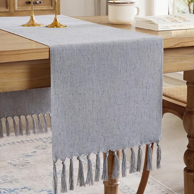 Cotton Linen Table Runner, 13x72 Inch, Machine Wash by Aoztio