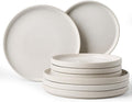 Ceramic Dinnerware Set for 4, 8-Piece Flat Dinner Plates and Salad Plates | by FamiwarePremium