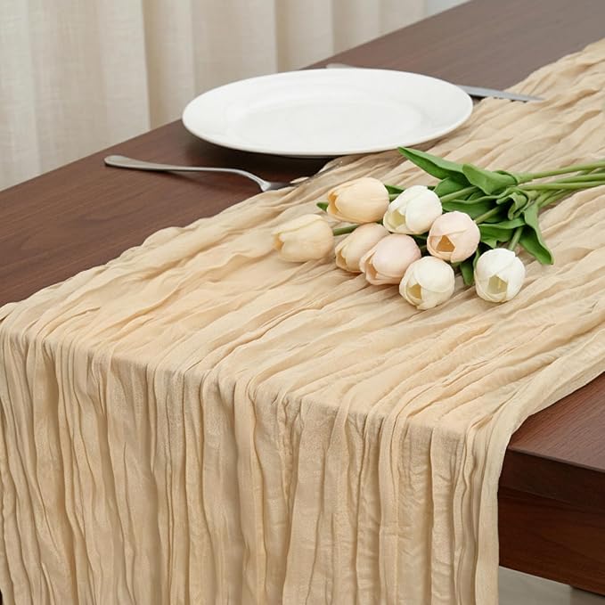 3 Pack Sand Cheesecloth Table Runner 120 Inch Boho Wedding Decor | Cheesecloth by Fixwal