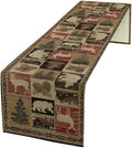 Rustic Bear Table Runner, Vintage Cottage Country Style Pine Tree Elk Wildlife by Yearn+Jear