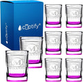 Personalized Square Shot Glasses Set of 8 Pink Bottom 2oz Engraved Initial and Name Custom Gifts, Weddings, Birthdays, Bachelorette Party and Decorations for Women