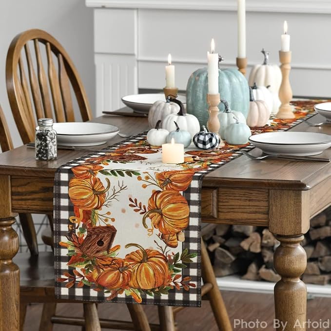 Artoid Mode 210 GSM Fall Table Runner 13x60 Inch Home Party Decor | Buffalo - Image 3