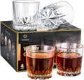 GLASKEY Whiskey Glasses Set of 4,Lead-Free Crystal Old Fashioned Glass,Scotch Glass Tumblers for Drinking Bourbon,Cognac,Irish Whisky,Whisky Glass Gift Set for Men,Dad,Brother-10oz