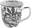 Karma Gifts 16 oz Black and White Boho Mug Floral by KarmaGifts