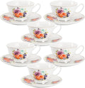 BTaT- Floral Tea Cups and Saucers, 8 oz, Fine Porcelain Teacup Set by BrewToATea