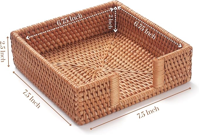 2 Pack Rattan Napkin Holder Square, Napkin Holders - Image 3